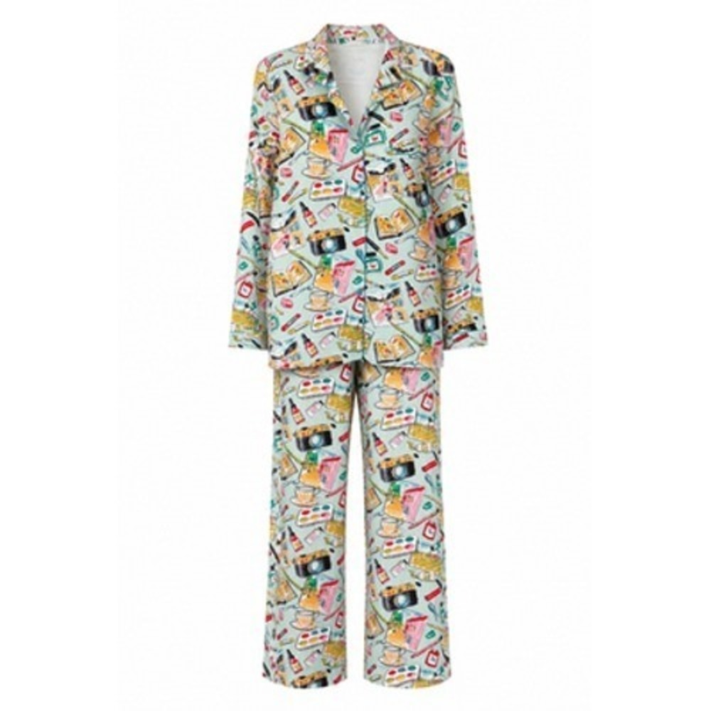 Nick & Nora Artist Painter Pajama Set Women L Modal Button Front Lounge Travel